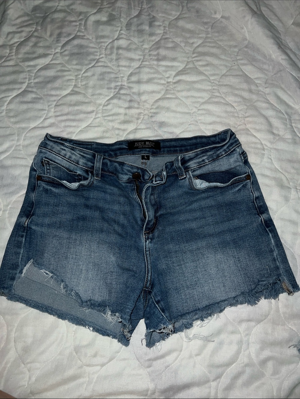 Judy Blue Medium Wash Frayed Hem Denim Shorts